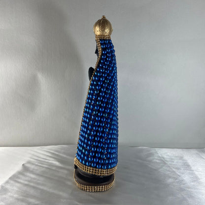 IMAGEM DE GESSO NOSSA SENHORA APARECIDA PÉROLA AZUL 28CM (1 UNIDADE)