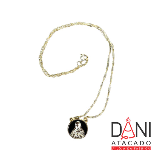 CORRENTE DOURADA SAGRADO CORAÇÃO DE JESUS FUNDO PRETO(1 UNIDADE)