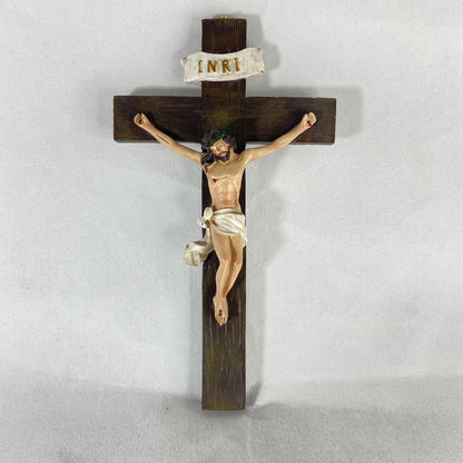 CRUCIFIXO DE RESINA IMPORTADA PAREDE 24CM (1 UNIDADE)