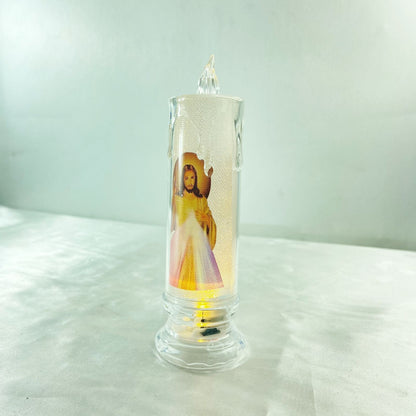 VELA ELETRÔNICA TRANSPARENTE JESUS MISERICORDIOSO 15CM (1 UNIDADE)