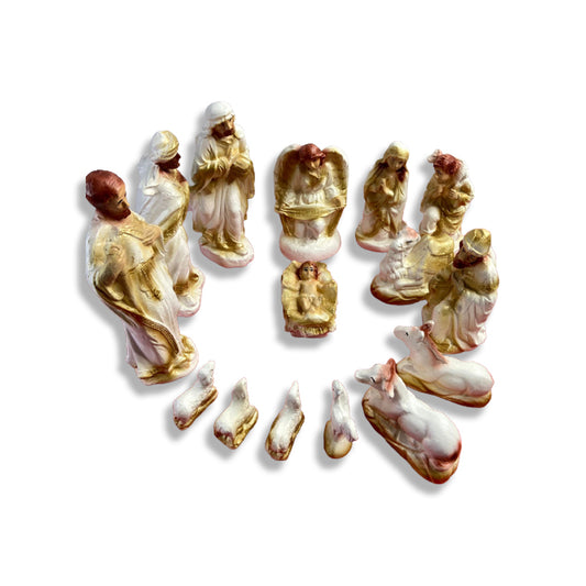 PRESÉPIO DE GESSO BRANCO 15 PEÇAS 18CM (1 UNIDADE)