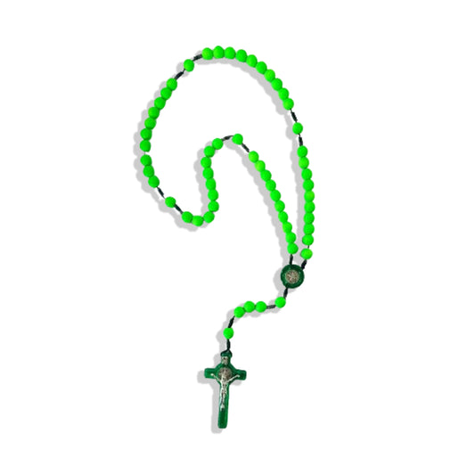 TERÇO MEDALHA DE SÃO BENTO VERDE 8MM (6 UNIDADES)