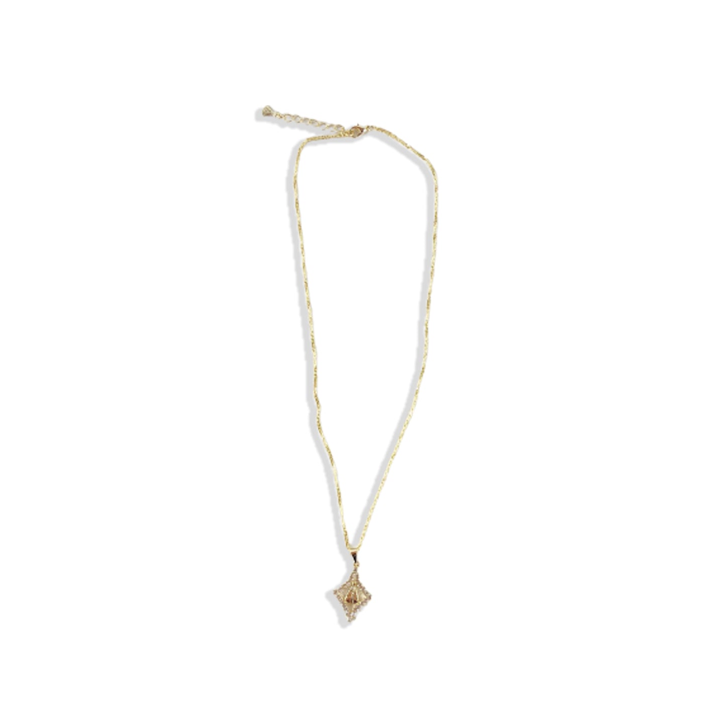 CORRENTE DOURADA NOSSA SENHORA APARECIDA COM STRASS BRANCO (3 UNIDADES)