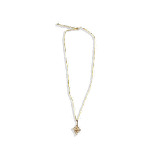 CORRENTE DOURADA NOSSA SENHORA APARECIDA COM STRASS BRANCO (3 UNIDADES)