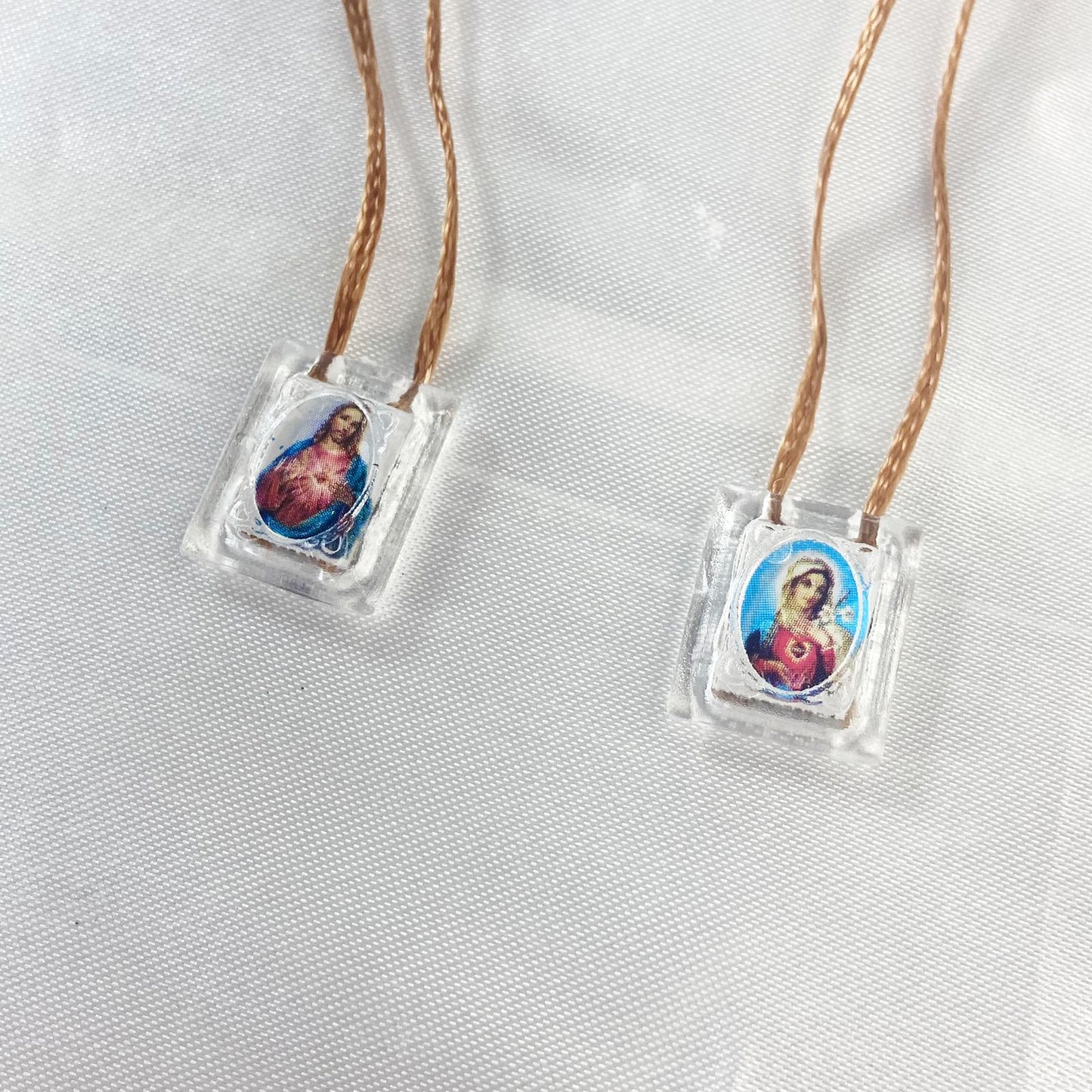 ESCAPULÁRIO CORDINHA IMACULADO CORAÇÃO DE MARIA E SAGRADO CORAÇÃO DE JESUS (12 UNIDADES)