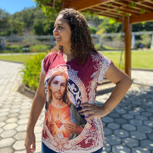 CAMISETA RELIGIOSA SAGRADO CORAÇÃO DE JESUS TAMANHO:M (1 UNIDADE)