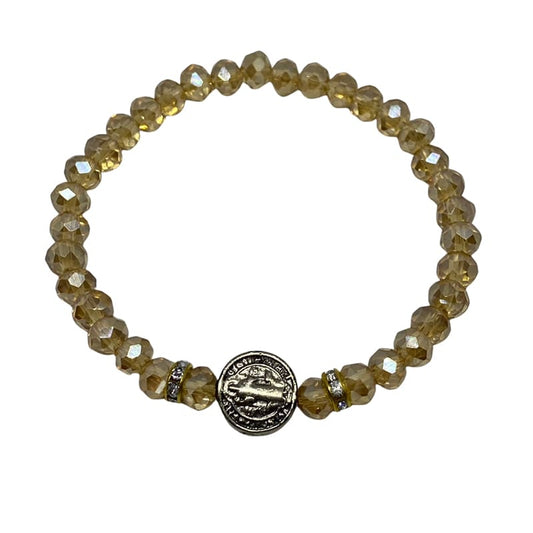 PULSEIRA CRISTAL MEDALHA SÃO BENTO CARAMELO (6 UNIDADES)