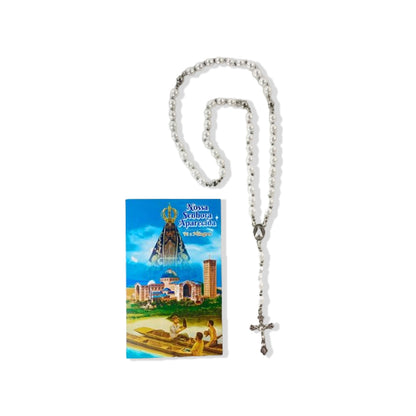 TERÇO PÉROLA NOSSA SENHORA APARECIDA BRANCO 8MM (3 UNIDADES)