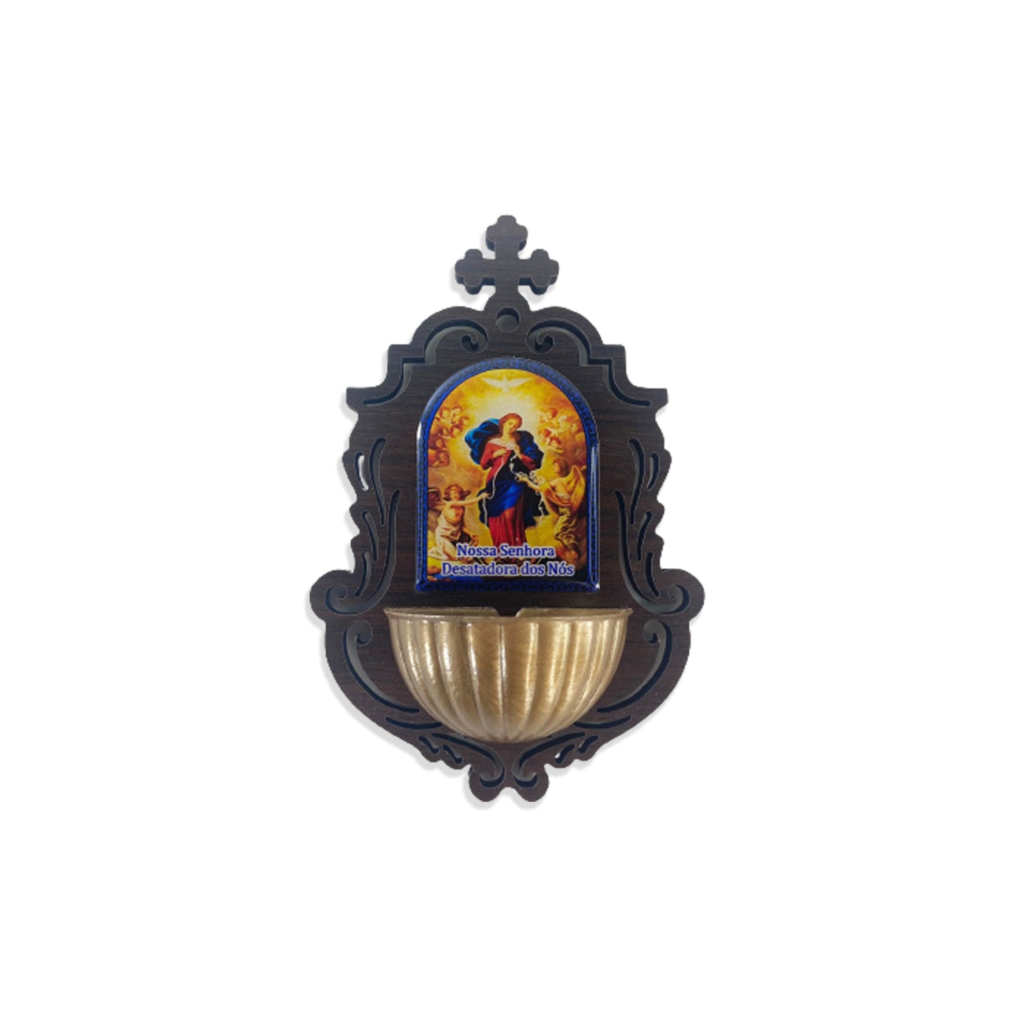 PORTA AGUA BENTA MDF NOSSA SENHORA DESATADORA DOS NÓS 16CM (1 UNIDADE)