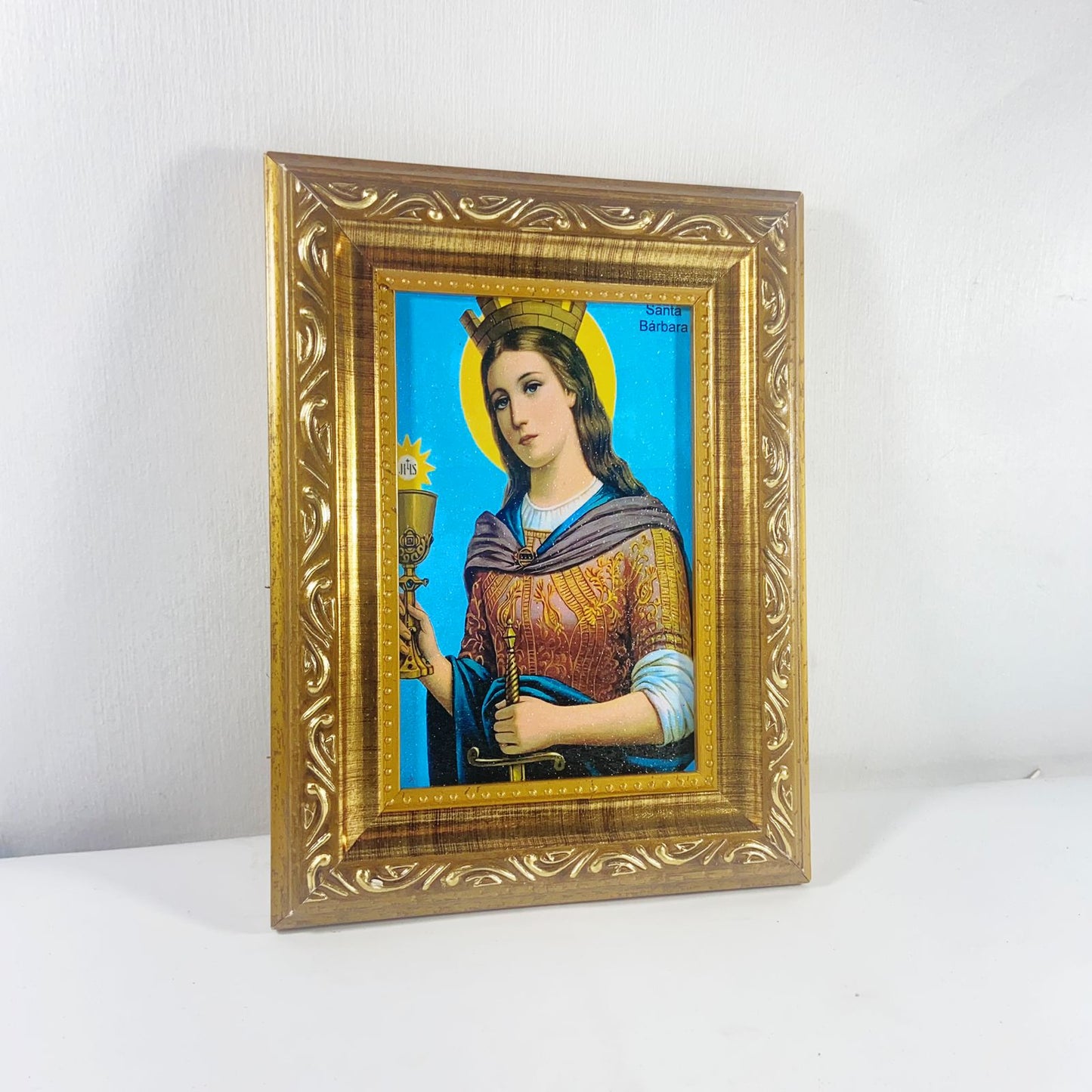 QUADRO COM MOLDURA RESINADO SANTA BÁRBARA 20,5X15,5 (1 UNIDADE)