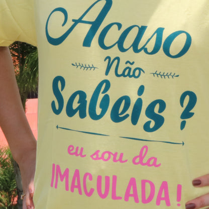 CAMISETA AMARELA EU SOU DA IMACULADA TAMANHO M (1 UNIDADE)