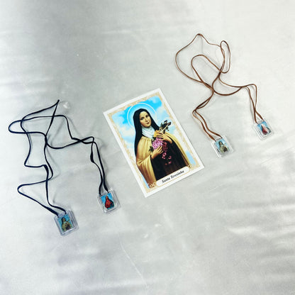 ESCAPULÁRIO CORDINHA SANTA TERESINHA E SAGRADO CORAÇÃO DE JESUS (12 UNIDADES)