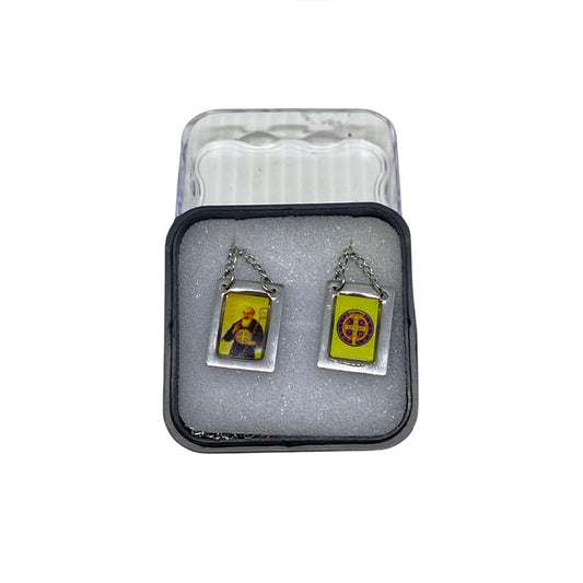 ESCAPULÁRIO DE INOX QUADRADO COLORIDO SÃO BENTO MOD2 (6 UNIDADES)