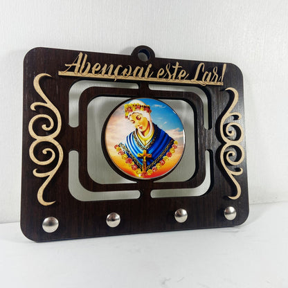 PORTA CHAVE VAZADO RESINADO NOSSA SENHORA DE SALETTE 14CM (1 UNIDADE)