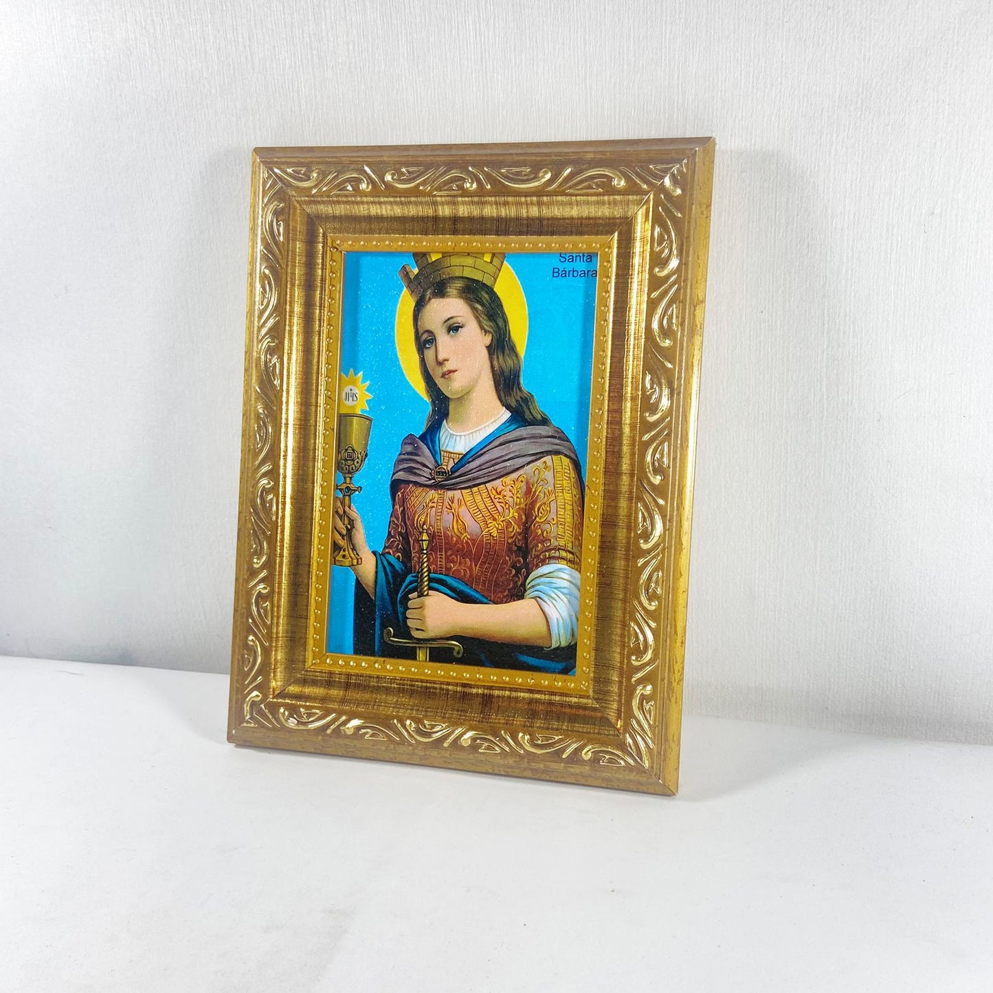 QUADRO COM MOLDURA RESINADO SANTA BÁRBARA 20,5X15,5 (1 UNIDADE)