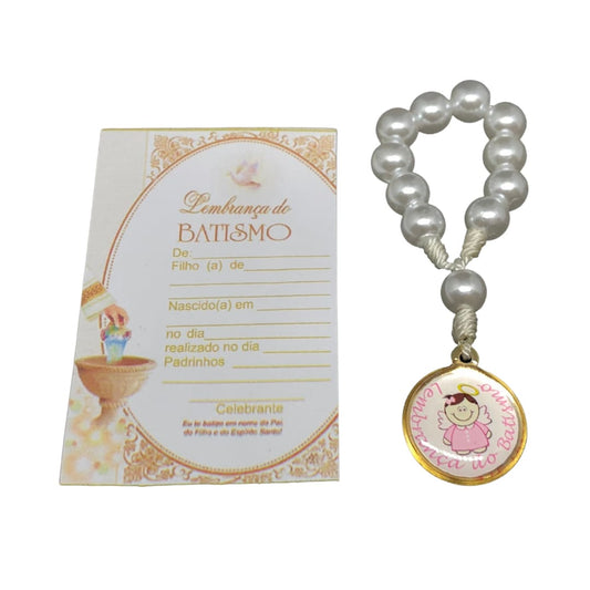 DEZENA DE DEDO PEROLA LEMBRANÇA BATISMO ROSA 6MM (6 UNIDADES)