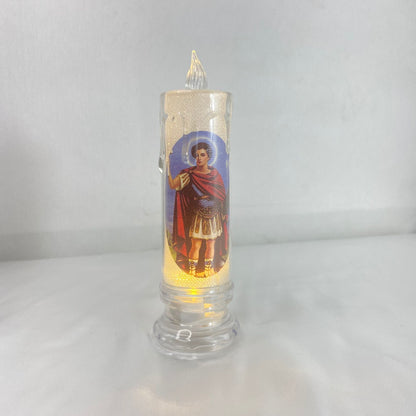 VELA ELETRÔNICA TRANSPARENTE SANTO EXPEDITO 15CM (1 UNIDADE)
