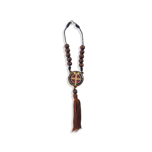 DEZENA DE MADEIRA MEDALHA SÃO BENTO 24CM (4 UNIDADES)
