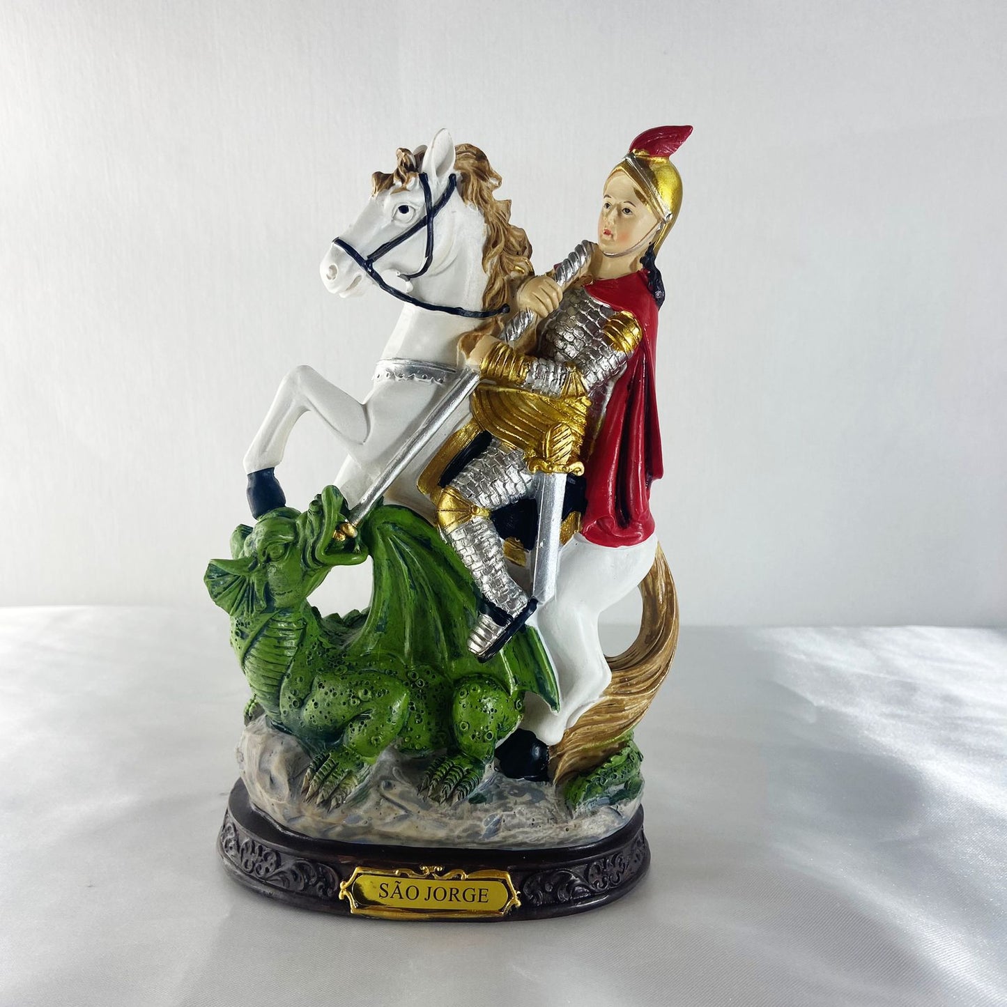 IMAGEM DE RESINA IMPORTADA SÃO JORGE 20CM (1 UNIDADE)