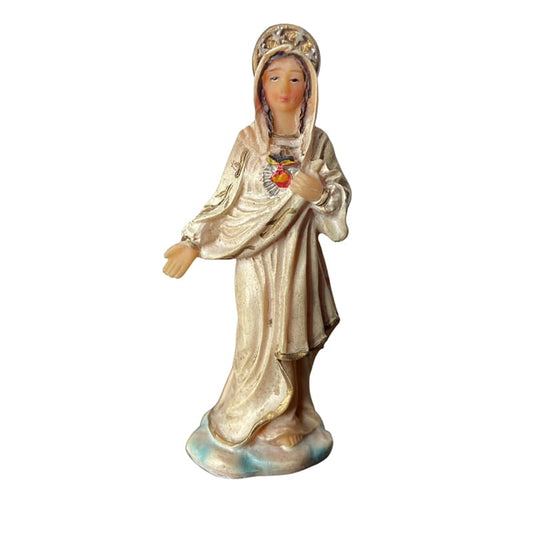 IMAGEM DE RESINA IMPORTADA IMACULADO CORAÇÃO DE MARIA 08CM (1 UNIDADE)