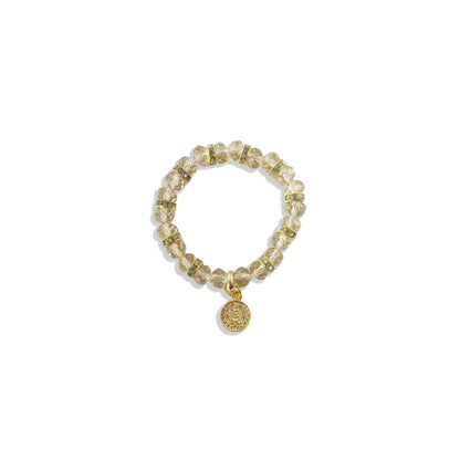 PULSEIRA CRISTAL MEDALHA SÃO BENTO CREME ( 3 UNIDADES)