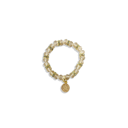 PULSEIRA CRISTAL MEDALHA SÃO BENTO CREME ( 3 UNIDADES)