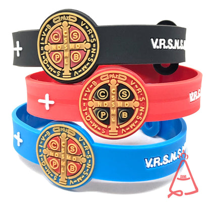 PULSEIRA SILICONE MEDALHA SÃO BENTO REGULÁVEL (12 UNIDADES)