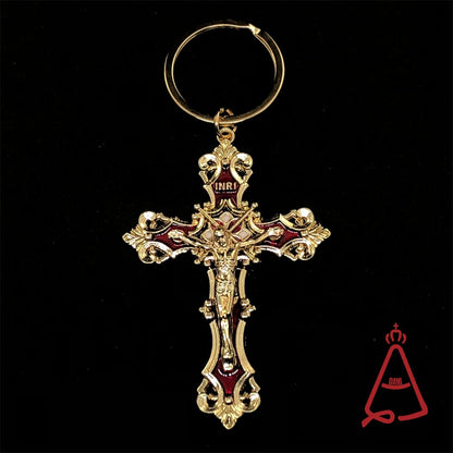 CHAVEIRO DOURADO CRUCIFIXO DETALHADO CORES SORTIDAS (6 UNIDADES)