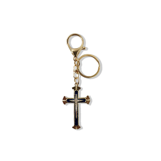 CHAVEIRO LUXO  COM MOSQUETE CRUCIFIXO PRETO  (6 UNIDADES)