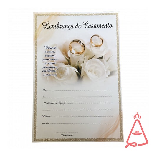 CARTÃO LEMBRANÇA DE CASAMENTO MOD01 (12 UNIDADES)