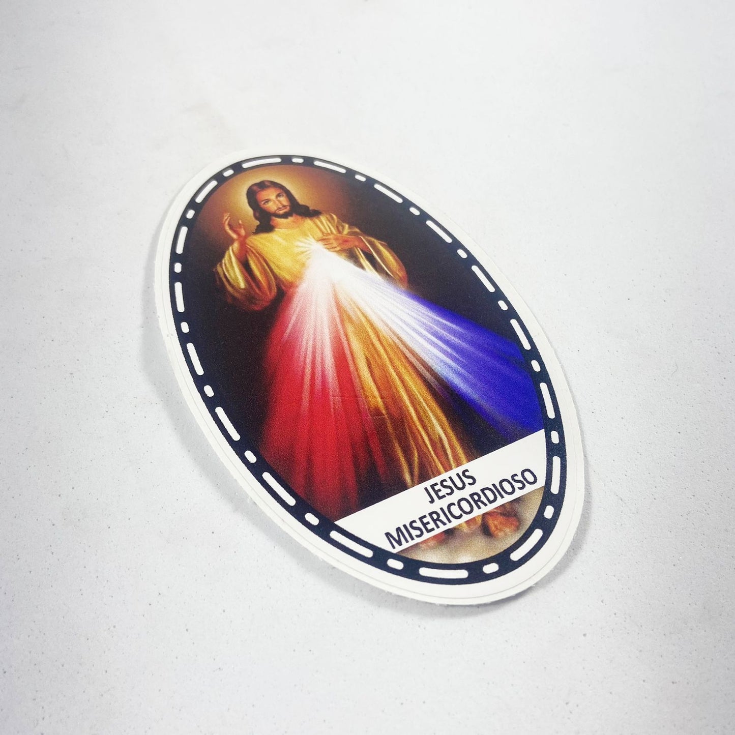 ADESIVO OVAL JESUS MISERICORDIOSO 13X08 (3 UNIDADES)