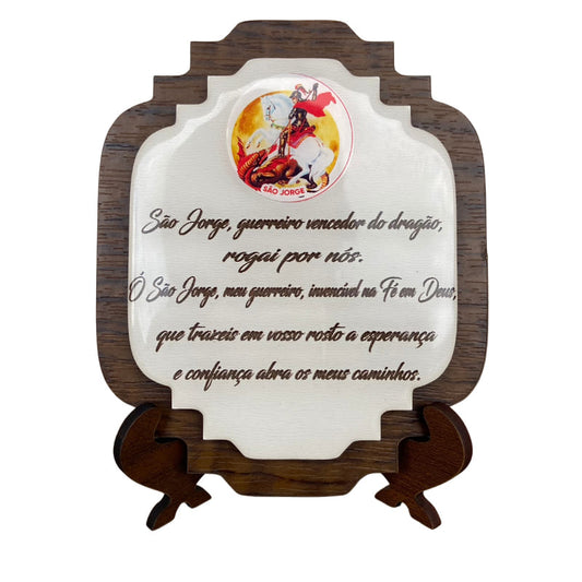 ENFEITE DE MESA MDF SÃO JORGE RESINADO (1 UNIDADE)