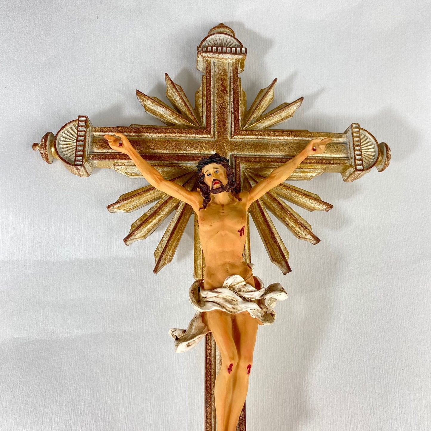 CRUCIFIXO DE RESINA IMPORTADA PAREDE MOD1 45CM (1 UNIDADE)