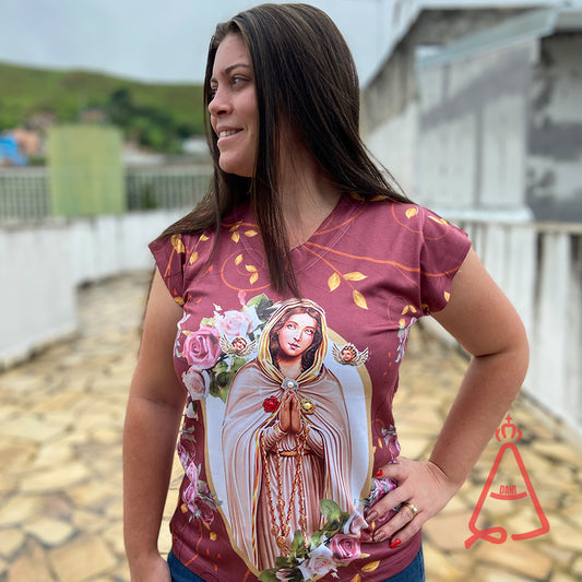 CAMISETA RELIGIOSA ROSA MÍSTICA TAMANHO:GG (1 UNIDADE)