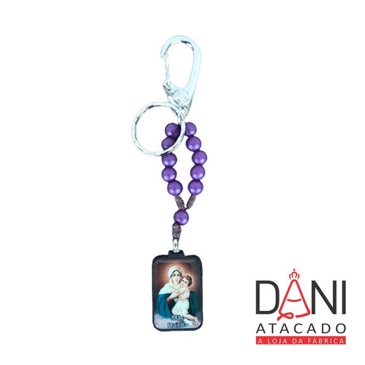 CHAVEIRO DEZENA PÉROLA MÃE RAINHA 10MM (6 UNIDADES)