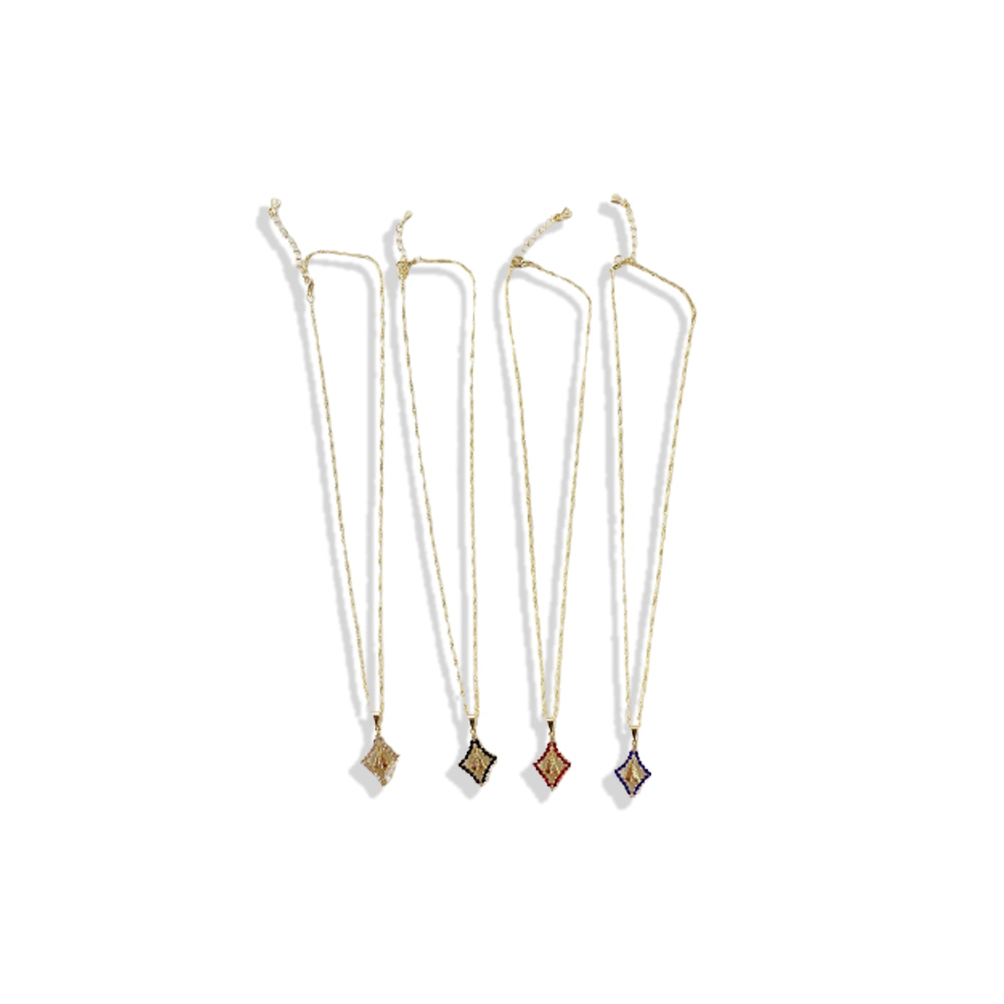 CORRENTE DOURADA NOSSA SENHORA APARECIDA COM STRASS CORES SORTIDAS (3 UNIDADES)