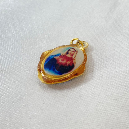 MEDALHA ALUMÍNIO SAGRADO CORAÇÃO DE JESUS E IMACULADO CORAÇÃO DE MARIA  (36 UNIDADES)
