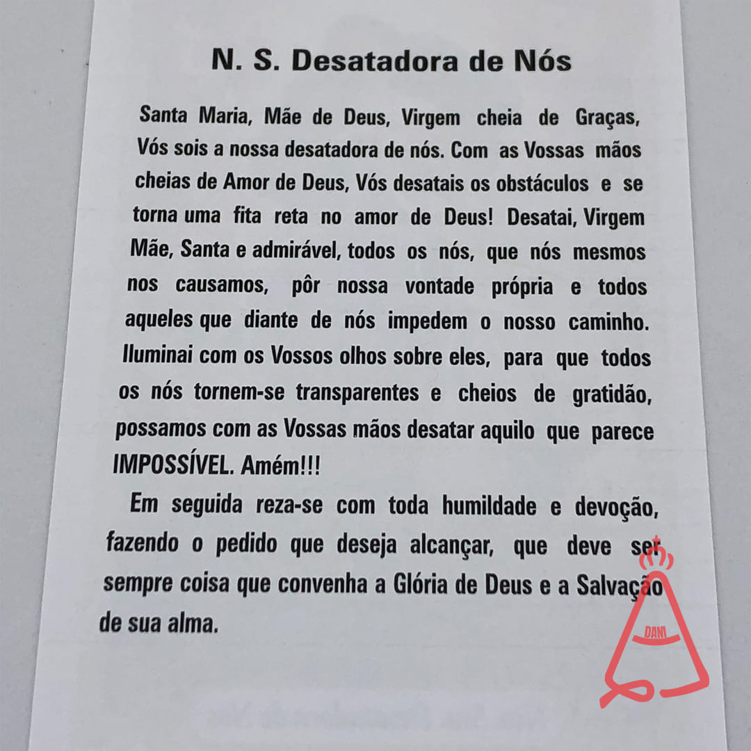 FOLHETO DE ORAÇÃO NOSSA SENHORA DESATADORA DOS NÓS (300 UNIDADES)