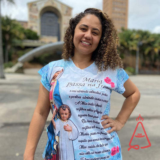 CAMISETA RELIGIOSA MARIA PASSA A FRENTE TAMANHO:G (1 UNIDADE)