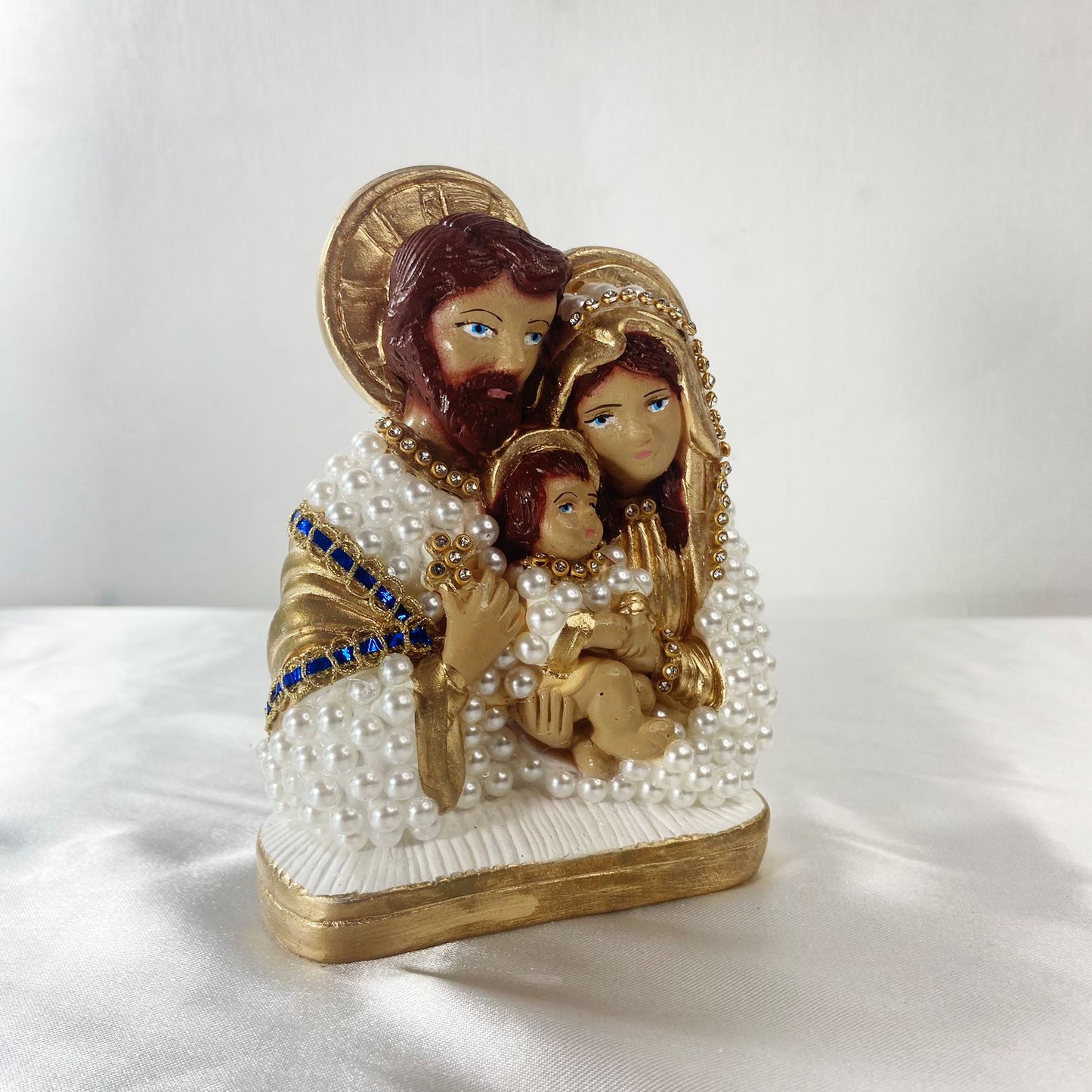 BUSTO DE GESSO SAGRADA FAMÍLIA COM PÉROLA 13CM (1 UNIDADE)