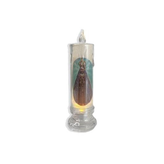 VELA ELETRÔNICA TRANSPARENTE NOSSA SENHORA APARECIDA 15CM (1 UNIDADE)