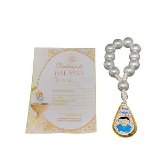 DEZENA DE DEDO PEROLA GOTA LEMBRANÇA BATISMO AZUL 6MM (6 UNIDADES)