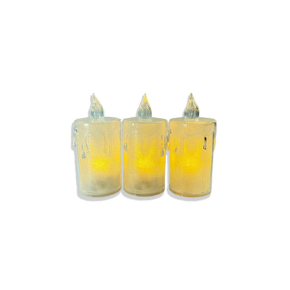 KIT VELA ELETRÔNICA TRANSPARENTE DERRETIDA 08CM (3 UNIDADES)