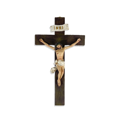 CRUCIFIXO DE RESINA IMPORTADA PAREDE 24CM (1 UNIDADE)