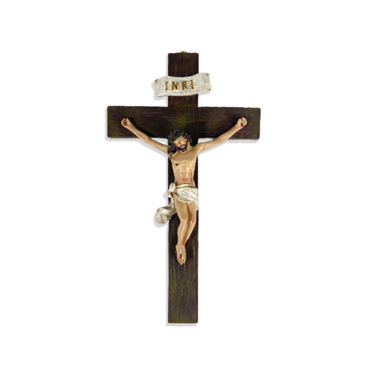 CRUCIFIXO DE RESINA IMPORTADA PAREDE 24CM (1 UNIDADE)