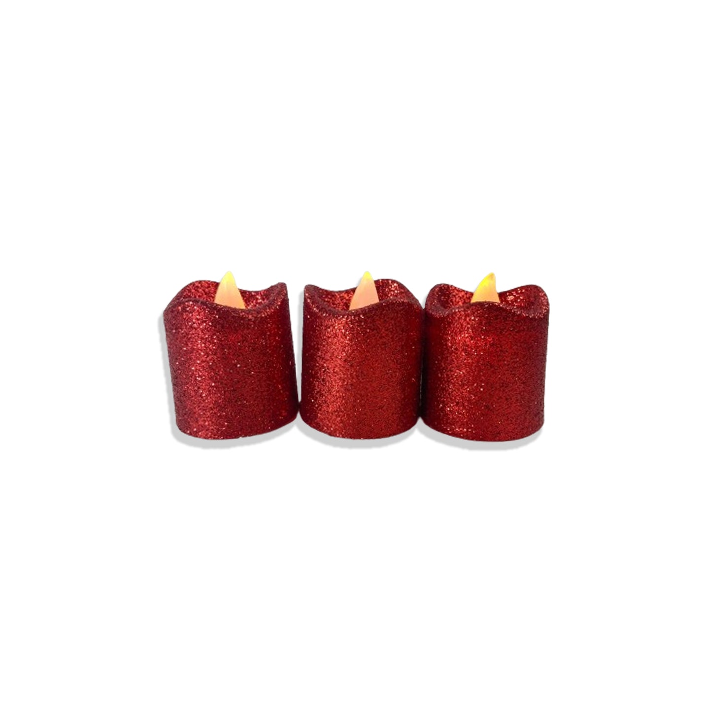 KIT VELA ELETRÔNICA COM GLITER VERMELHO 4,5CM (03 UNIDADES)