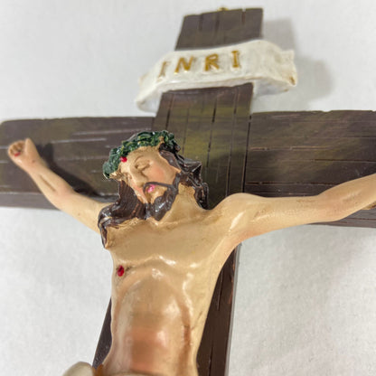 CRUCIFIXO DE RESINA IMPORTADA PAREDE 24CM (1 UNIDADE)