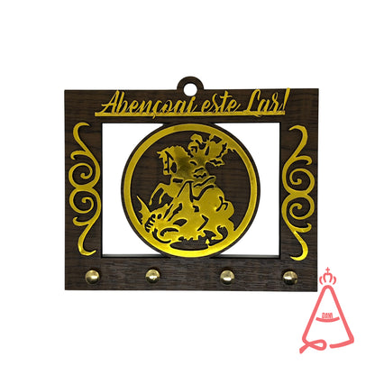 PORTA CHAVE VAZADO SÃO JORGE DOURADO 14CM (1 UNIDADE)