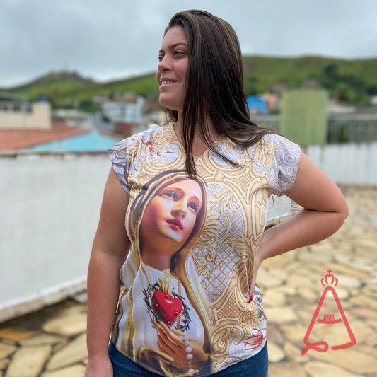 CAMISETA RELIGIOSA NOSSA SENHORA DE FÁTIMA BRANCO TAMANHO:G (1 UNIDADE)