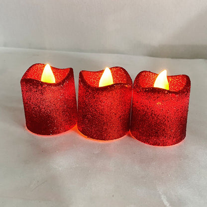 KIT VELA ELETRÔNICA COM GLITER VERMELHO 4,5CM (03 UNIDADES)